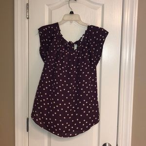 Lauren Conrad Purple Polka Dot Blouse